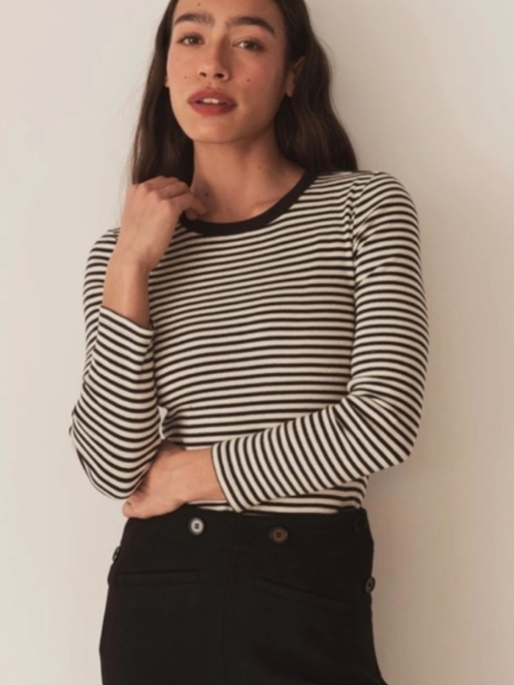 DOEN - ANNIE TEE -- BLACK VENETIA STRIPE - S